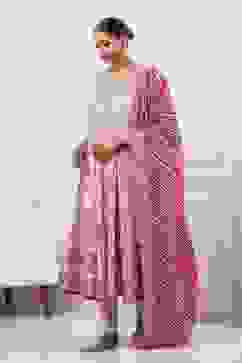 Pink Cotton Kalidar Suit Set image number 3