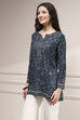 Indigo Polyester Straight Printed Short Kurta image number 2