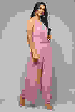 Pink Embroidered Straight Jumpsuit image number 4