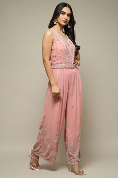 Pink Embroidered Straight Jumpsuit image number 4