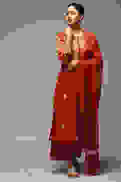 Terracotta Cotton Straight Kurta Palazzo Suit Set image number 7