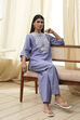 Dull Blue Cotton Straight Co-ord Set image number 0