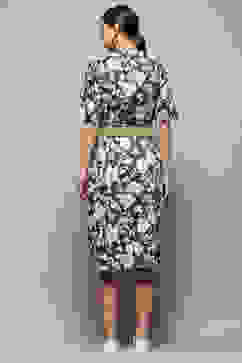 Blue Pure Cotton Floral Printed Straight Dress image number 4