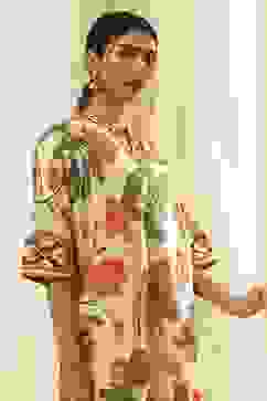 Beige Cotton Blend Straight Kurta Set image number 1