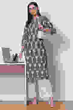 Blue and White Cotton Fusion Yarndyed Kurta Set image number 6