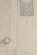 Beige Chanderi Hand Embroidered Unstitched Suit Set image number 1