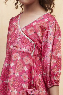 Coral Pink Polyester Flared Suit Set image number 1