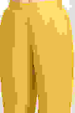 Yellow Silk Blend Machine Embroidered Unstitched Suit Set image number 3