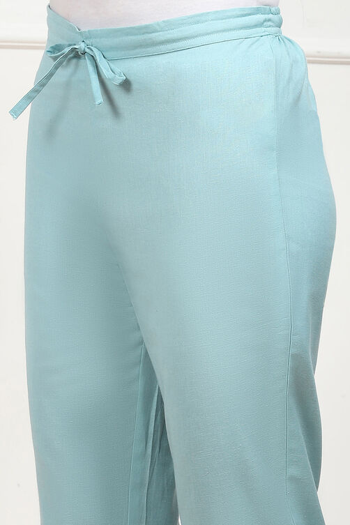 Rust Cotton Solid Regular Pants image number 1