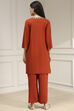 Black Solid Relaxed Straight Suit Set image number 4