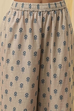 Indigo Cotton Printed Gathered Suit Set image number 2