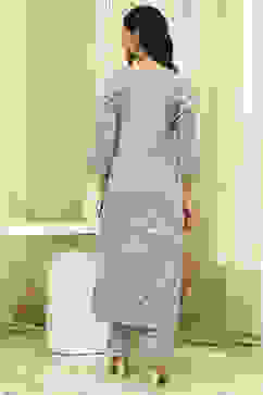 Green Cotton Screen Print Unstitched Suit Set image number 6