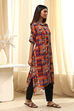 Orange Printed Shirt-Style Straight Kurta image number 4