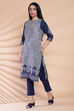 Navy Blue Cotton Straight Printed Kurta image number 2