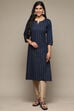 Off White Cotton Straight Kurta image number 5