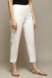 Beige Cotton Blend Slim Pant image number 4