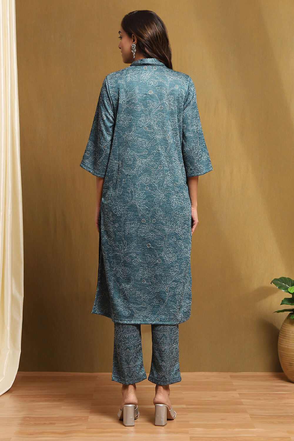 Teal Knit Straight Set image number 4