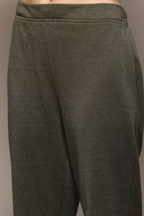 Teal Green Polyester Straight Yarndyed 2 Piece Set image number 2