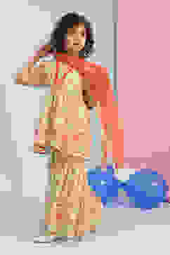 Lime Green Georgette Printed Peplum Suit Set image number 3