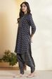 Indigo Polyester Straight Kurta Dhoti Pant Set image number 4