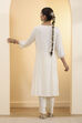 Off White Viscose Rayon Kalidar Suit Set image number 4