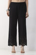 Black Cotton Straight Palazzos image number 5