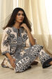 Beige and Brown Pure Cotton Printed Kurta Set image number 0