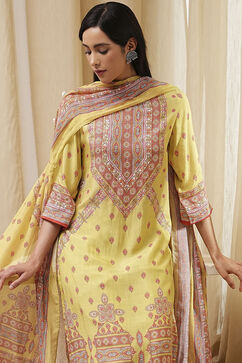 Green Modal Printed Straight Suit Set image number 0
