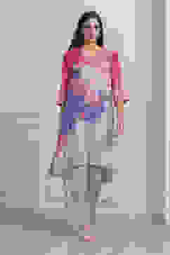 Lilac Printed Straight Kurta Set image number 0