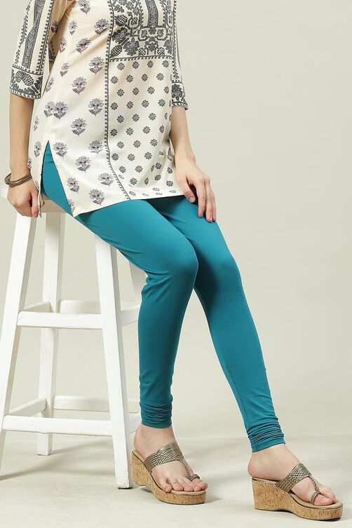 Camel Cotton Blend Solid Churidar image number 5