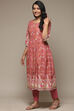 Blue Cotton Gathered Kurta Pants 2 Piece Set image number 3