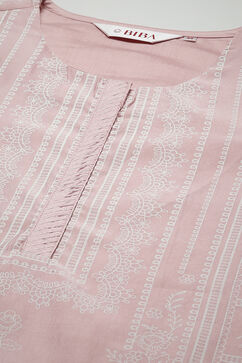 Pink Viscose Straight Printed Kurta image number 5