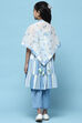 Blue Printed Cotton Kurta With Pants & Printed Scarf.  image number 5