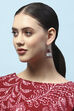 Dark Pink Oxidised Stone Studded Jhumkas image number 1