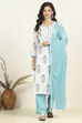 Blue Cotton Unstitched Suit Set image number 7
