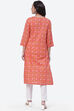 Coral Pink Cotton A-Line Kurta image number 4