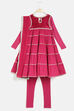Pink Viscose Straight Kurta Churidar Suit Set image number 1