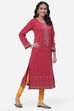 Blue Straight Poly Metallic Kurta image number 3