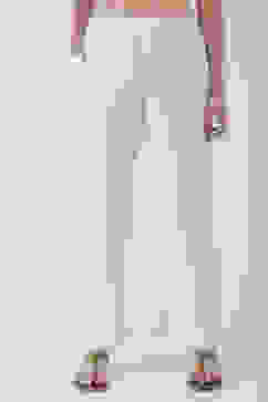 Off-White Solid Straight Palazzos image number 4