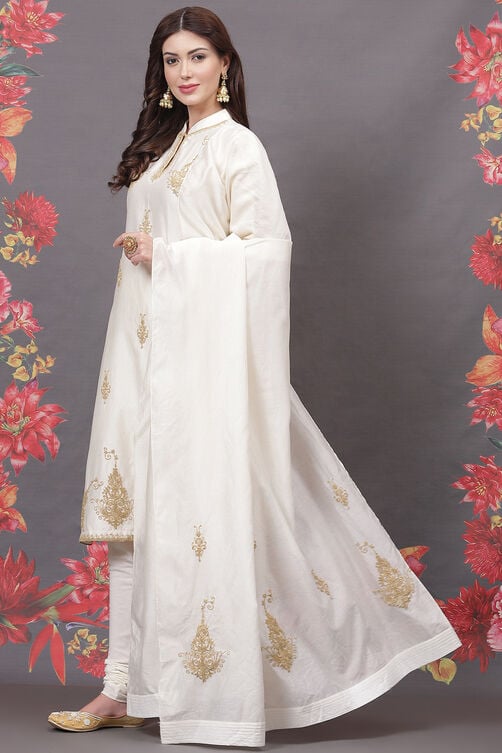 Rohit Bal Yellow Cotton Silk Straight Yarndyed Suit Set image number 5