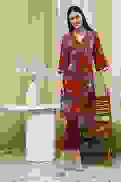 Coral Red Floral Printed Straight Kurta image number 0