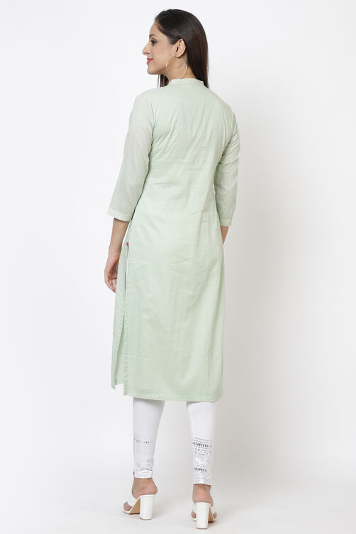 Ivory Cotton Straight Yarndyed Kurta image number 5