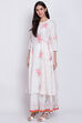 Red Cotton Flared Printed Kurta image number 2