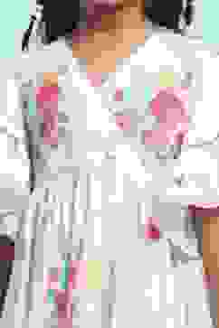 White Cotton Printed Tiered Dress image number 1