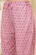 Pink Cotton Screen Print Unstitched Suit Set image number 3