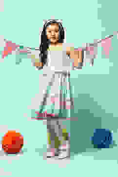 Turquoise Cotton Tiered Dress image number 0