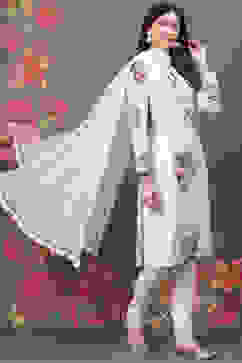 Rohit Bal Off White Cotton Silk Straight Printed Suit Set image number 6