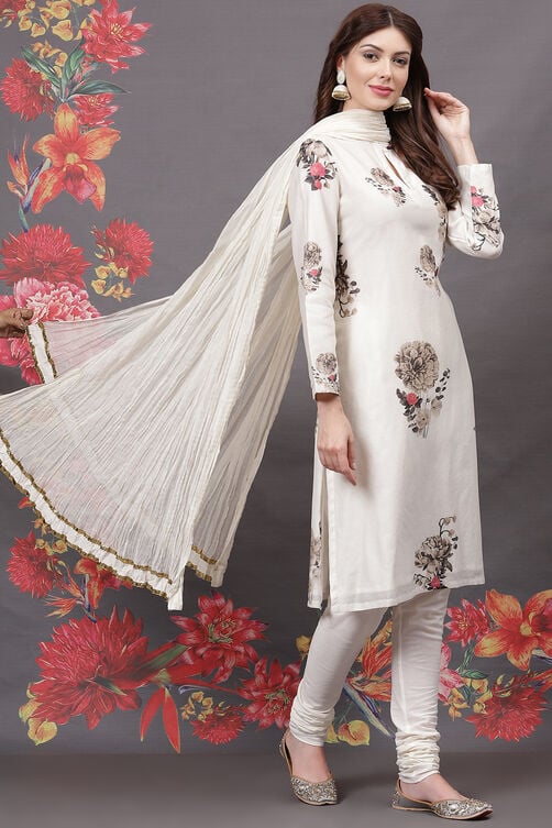 Rohit Bal Black Cotton Silk Straight Printed Suit Set image number 6