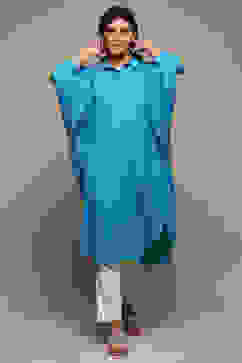 Blue Rayon Straight Printed Kurta image number 5