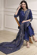 Blue Cotton Printed Straight Suit Set image number 0